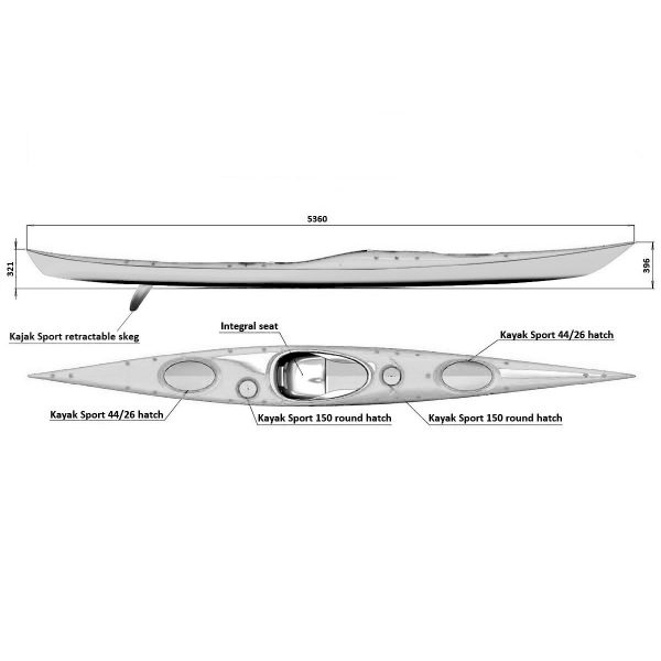 Splint Sea Play 535 elite white. Sea kayak fiberglass-carbon - Image 6