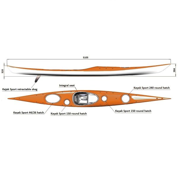 Splint Sea Play 510 elite orange. Sea kayak fiberglass-carbon - Image 5