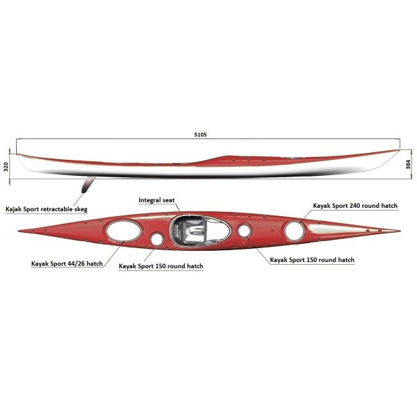 Splint Sea Play 510 elite red. Sea kayak fiberglass-carbon - Image 5